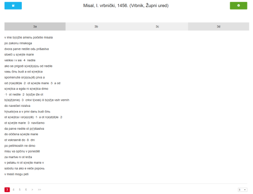 Transliteracija Prvoga vrbničkog misala u bazi podataka Beram